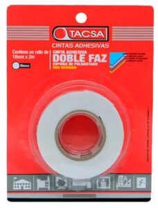 Cinta Adhesiva Doble Faz Tacsa Espuma Poliuretano 18mm X 2m Blanco