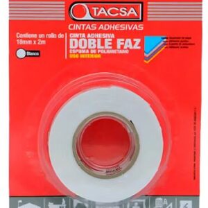 Cinta Adhesiva Doble Faz Tacsa Espuma Poliuretano 18mm X 2m Blanco