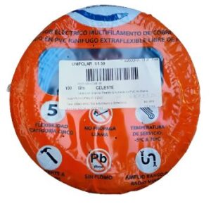 Cable Unipolar 1.5mm2 Celeste Rollo 100 Mts