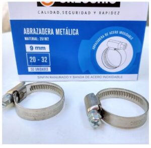 Abrazadera Acero Inoxidable 20 A 32mm Fleje 9mm Pack X 5