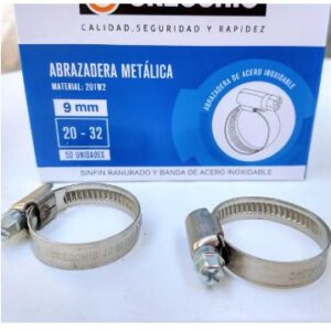 Abrazadera Acero Inoxidable 20 A 32mm Fleje 9mm Pack X 5