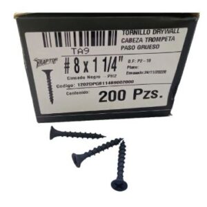 Tornillo Drywal P/grueso 8x1 1/4  Raptor  X200 Unid