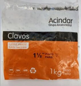 Clavos Punta Paris Bolsa 1 Kg. 1 1/2 Pulgadas