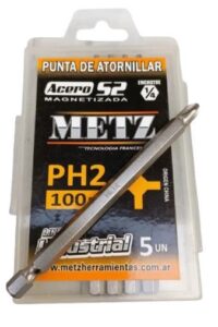 Puntas Atornillar Phillips Ph2 X 100mm Magnetizadas Metz